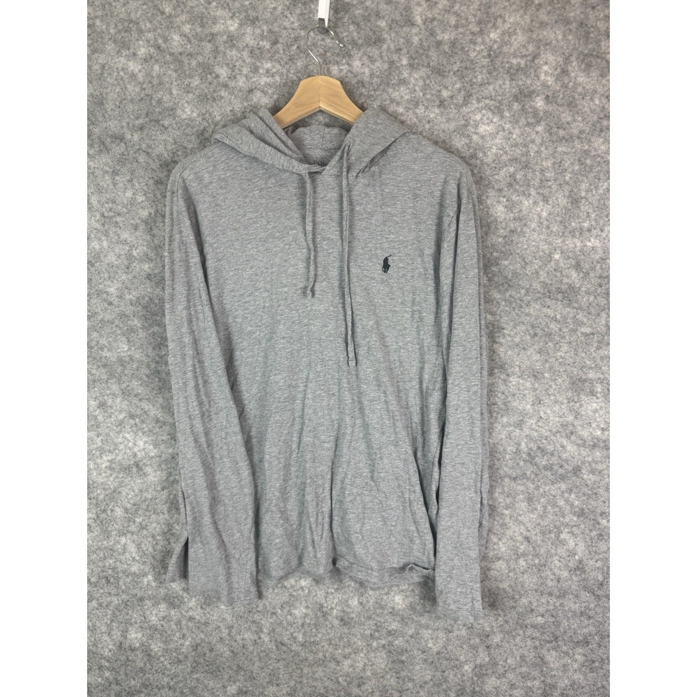 Polo Ralph Lauren Hoodie Mens Medium Small Pony Lightweight Pullover Gray